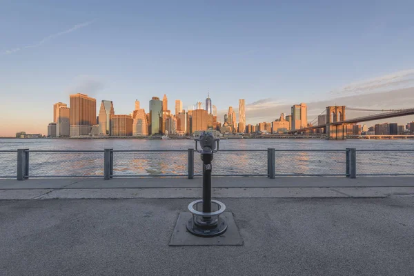 États Unis New York Manhattan Brooklyn Paysage Urbain Avec Jumelles — Photo