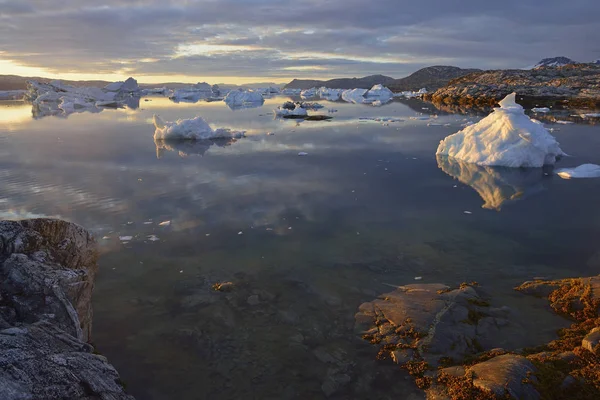 Grönland Östra Grönland Utsikt Från Sarpaq Över Isbergen Sermilik Fjord — Stockfoto