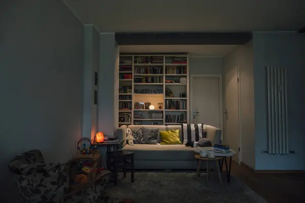 居心地の良いリビングルームのソファ — ストック写真