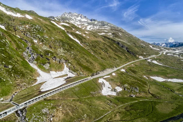 Svájc Uri Kanton Tremola Légifelvétel Gotthard Pass Lavina Védelmi Galéria — Stock Fotó