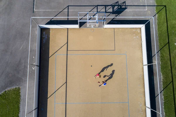 Young Women Playing Basketball Aerial View — Stock Photo, Image