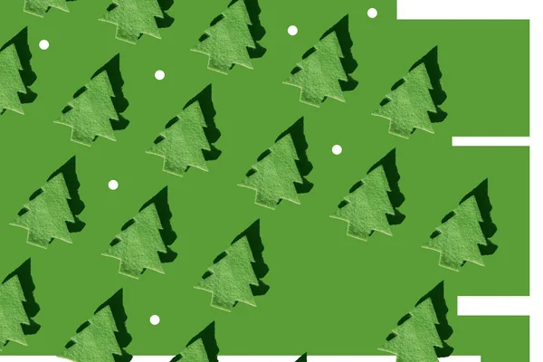 Rijen Van Groene Kerstbomen Witte Stippen Groene Grond Rendering — Stockfoto