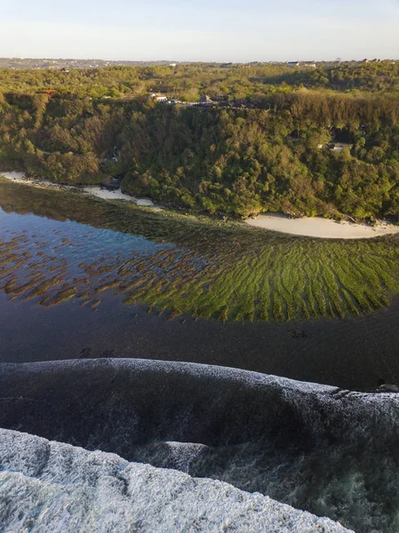 Indonésie Bali Letecký Pohled Pláž Zelené Bowl — Stock fotografie