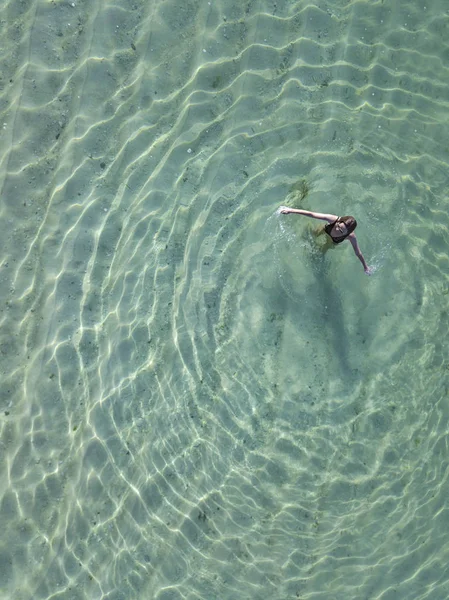 Indonesia Bali Melasti Aerial View Karma Kandara Beach One Woman — Stock Photo, Image