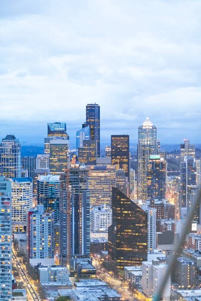 Eua Washington State Seattle Skyline Downtown Noite — Fotografia de Stock