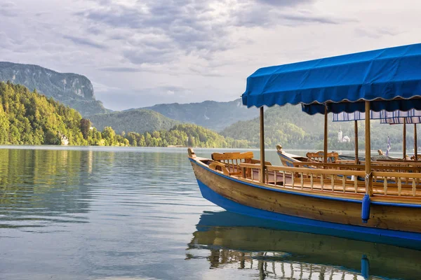 Slovenia Bled Boats Lake Bled — Stock Photo, Image