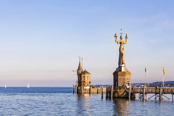 Deutschland Konstanz Blick Auf Hafeneinfahrt Mit Leuchtturm Und Kaiserreich — Stockfoto