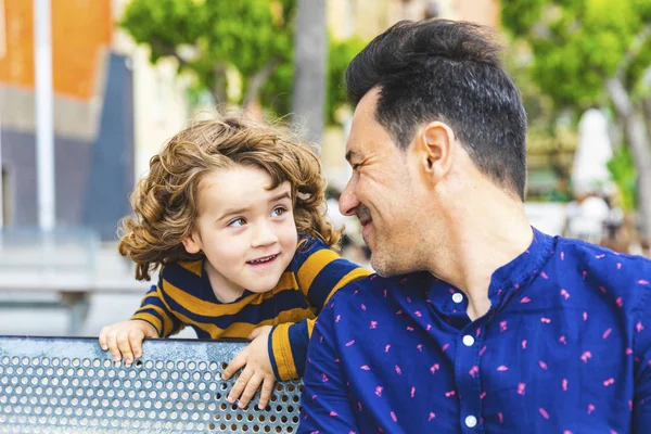 Father Son Playing Looking Each Other — Stock Photo, Image