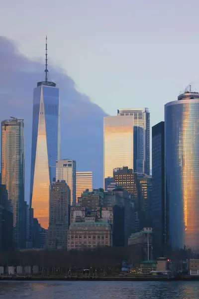 Estados Unidos Nueva York Manhattan One World Trade Center Atardecer — Foto de Stock