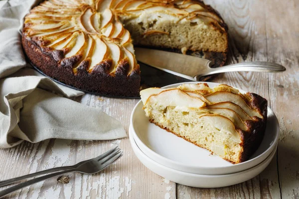 Tarta Pera Casera Sin Gluten Hecha Harina Trigo Sarraceno —  Fotos de Stock