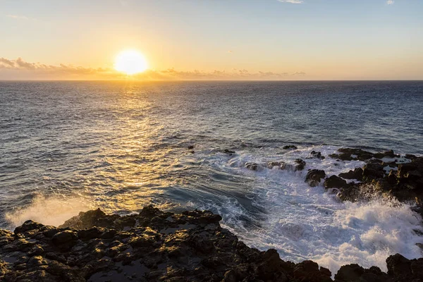 Reunion Zachodnie Wybrzeże Skaliste Wybrzeże Souffleur Sunset — Zdjęcie stockowe