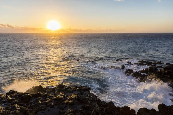 Reunião Costa Oeste Costa Rochosa Souffleur Pôr Sol — Fotografia de Stock