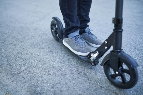 Man Standing Scooter — Stock Photo, Image