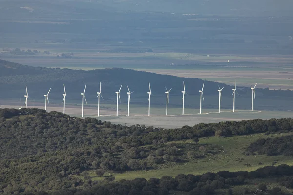 スペイン アンダルシア タリファ 風景の風車の列 — ストック写真