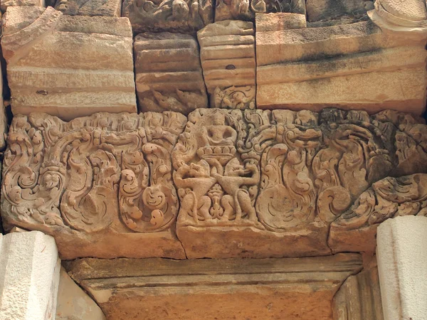 Dveře Prasat Sdok Kok Thom Kaeo Khmer Chrám Thajsku — Stock fotografie