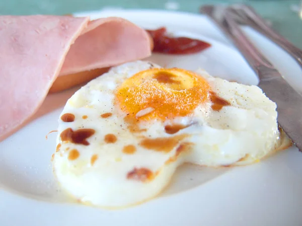 Fried Egg Ham — Stock Photo, Image