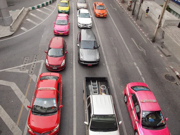 Bangkok Thailand Mai 2016 Trafikk Nær Trafikkork Byvei Rushtiden Kvelden – stockfoto