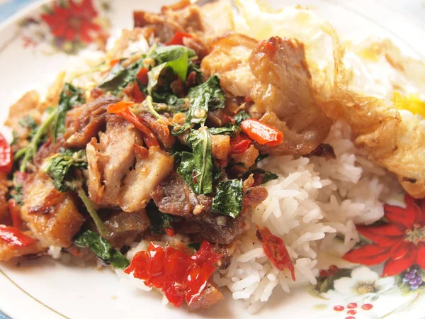 Makanan Pedas Thailand Babi Goreng — Stok Foto