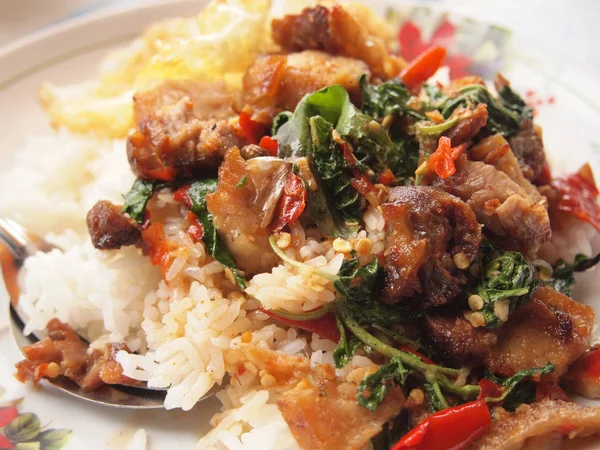 Thai Spicy Food Fried Pork — Stock Photo, Image