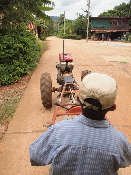 Man Drives Tractor — Stock Photo, Image