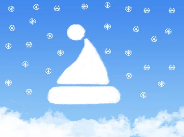 Μαλλί Καπέλο Χιόνι Και Σύννεφο Από Χριστούγεννα Έννοια — Φωτογραφία Αρχείου