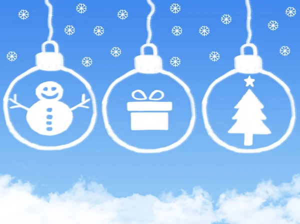 Snowman Dar Drzewo Chmura Przez Christmas Koncepcji — Zdjęcie stockowe