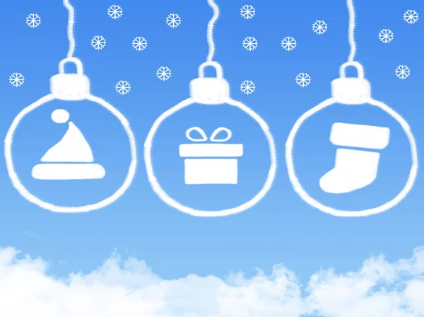 Wollmütze Geschenk Und Sockenwolke Von Christmas Concept — Stockfoto