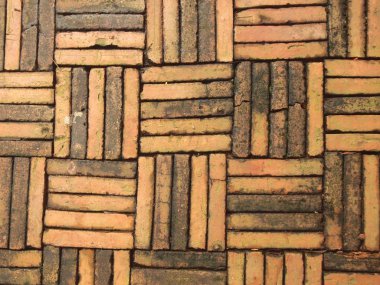 Eski kırmızı tuğla duvar dokusu arkaplanı kapat