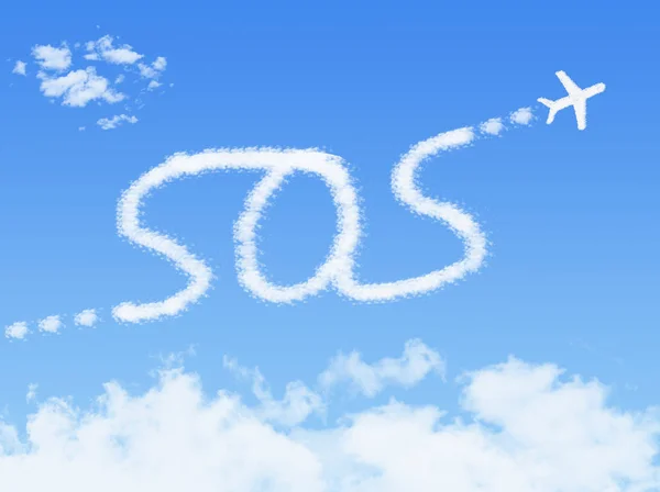 SOS message by cloud on blue sky