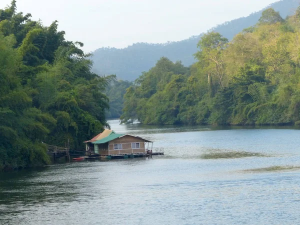 Barco Caseiro Rio Kwai Yai Kanchanaburi Tailândia — Fotografia de Stock