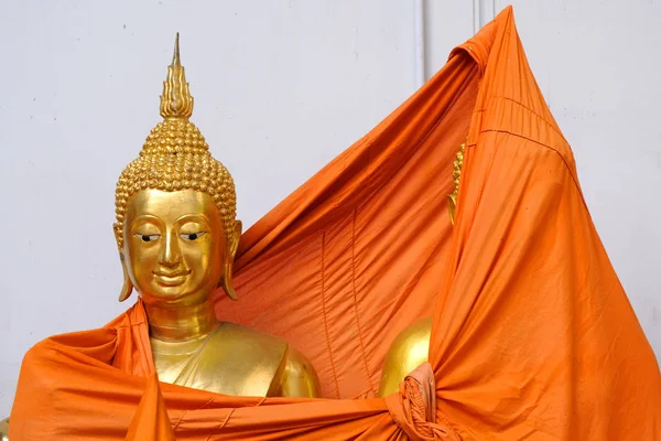 Bangkok July Golden Buddha Statues Fabric Wat Dan Temple July — Stock Photo, Image