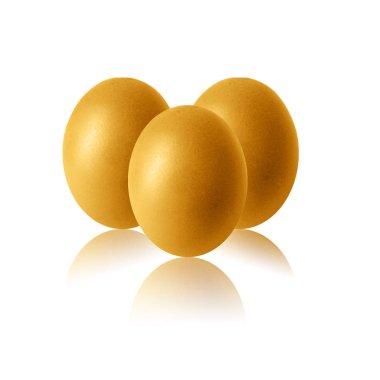 Beyaz arkaplanda altın yumurtalar