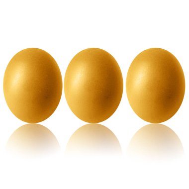 Beyaz arkaplanda altın yumurtalar