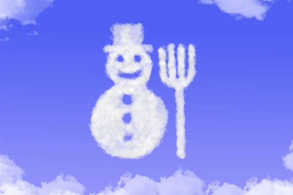 Clouds Shaped Snowman Blue Sky — Stock Photo, Image