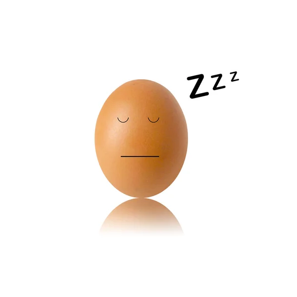 概念蛋面孔在白色背景 睡眠3D — 图库照片