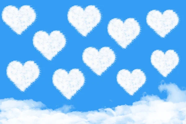 Corazones Forman Nubes Concepto Amor Cielo Azul — Foto de Stock