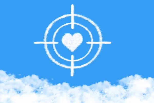 Corações Formam Nuvens Amor Conceito Alvo Céu Azul — Fotografia de Stock
