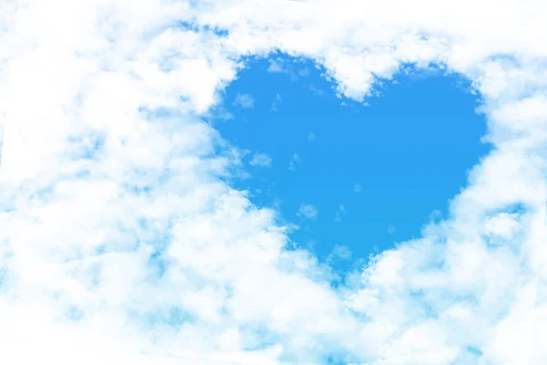 Srdce Tvar Mraků Láska Koncept Modré Obloze — Stock fotografie