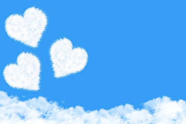 Corazones Forman Nubes Concepto Amor Cielo Azul —  Fotos de Stock