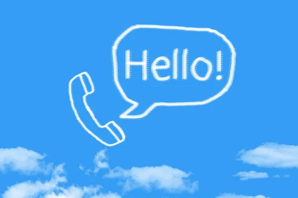 Röst Hej Från Telefon Moln Form Blå Himmel — Stockfoto