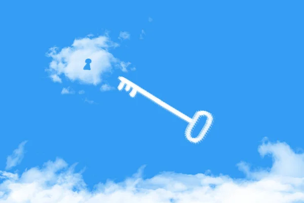 Key Success Shape Clouds Business Concept Blue Sky — Stock Photo, Image