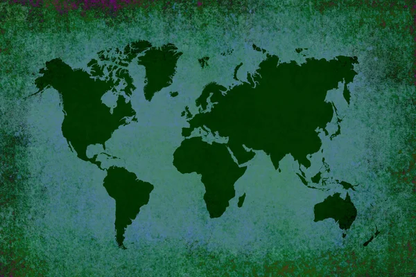 Viejo Mapa Verde Del Mundo Fondo Vintage —  Fotos de Stock