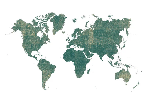 Старый Зеленый Карта Мира Силуэт Фон — стоковое фото