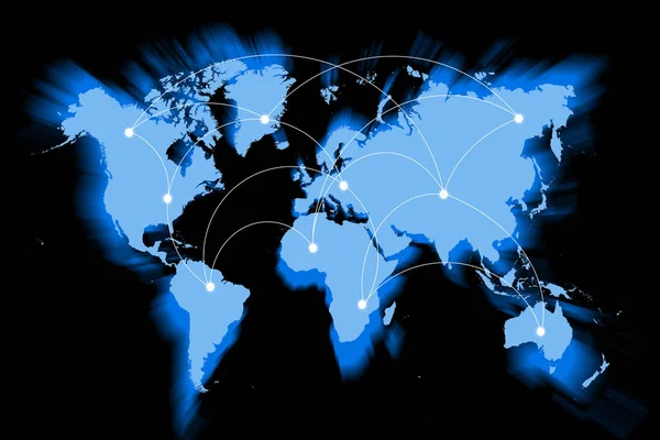 Conexión Mapa Del Mundo Azul — Foto de Stock