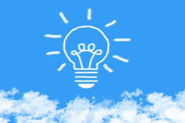 Think Bulb Cloud Shaped Blue Sky — Stockfoto