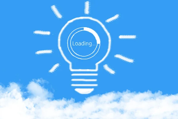 Light Bulb Loading Cloud Shaped Blue Sky — Stock fotografie