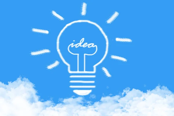 Light Bulb Idea Cloud Shaped Blue Sky — Stock Photo, Image