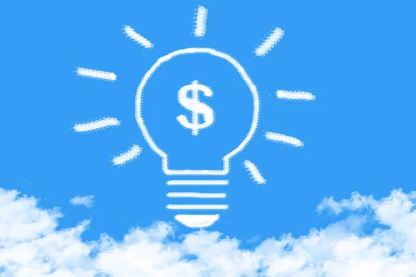 Žárovky Dolar Mrak Tvaru Modré Obloze — Stock fotografie