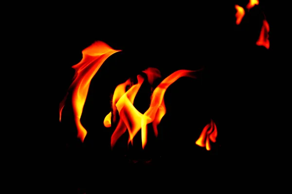 Close Fire Flames Abstract Black Background — Stock Photo, Image