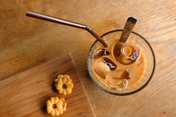 Chiudi Una Tazza Caffè Biscotti — Foto Stock